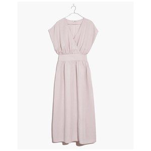 Madewell Linen-Blend Dolman-Sleeve Crossover Linen Dress NWT Size M